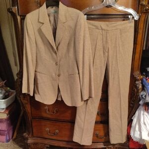 Vtg United Colors Of Benetton Oatmeal Tan Pantsuit Blazer (Sz 2)/Pants (Sz 6)